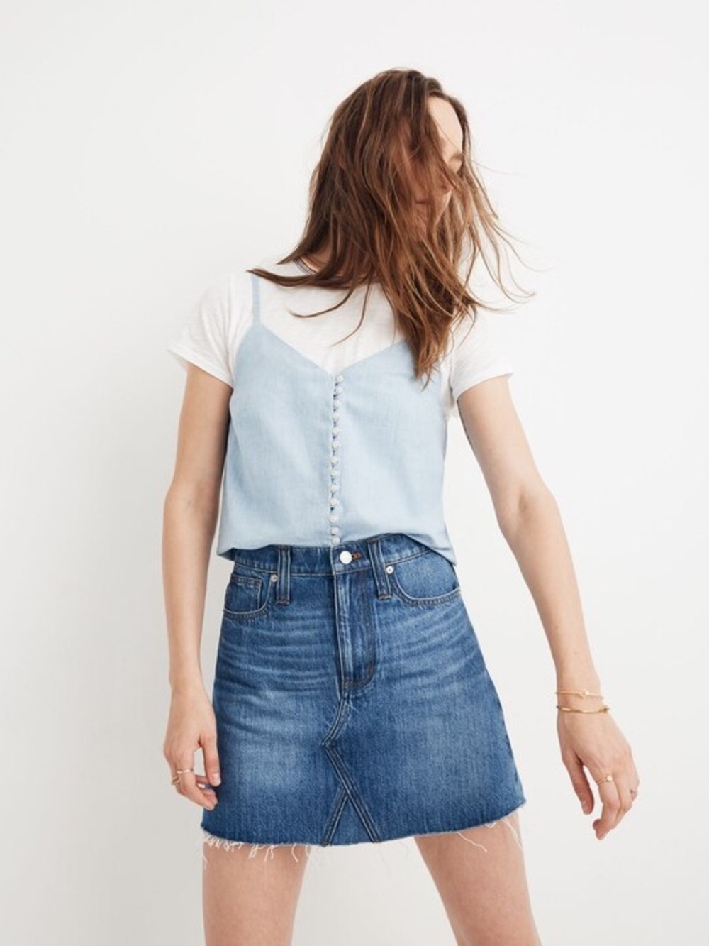 Madewell Rigid Denim A-Line Mini Skirt in Lakeline Wash: Eco Edition